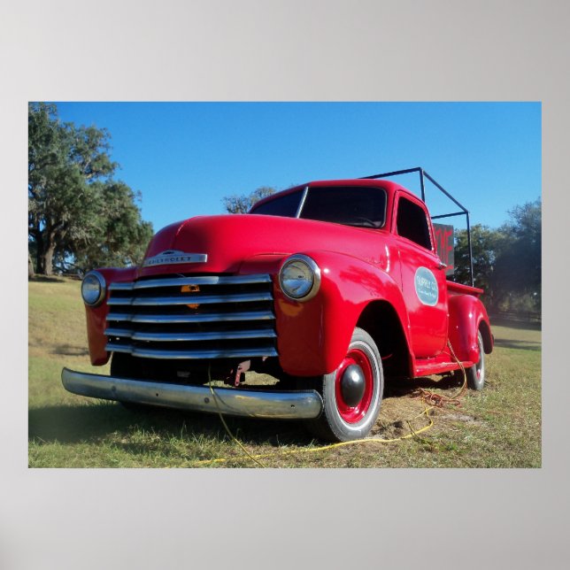 Red Chevrolet Land Pickupa Lastbil Poster Photo (Framsidan)