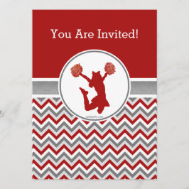 Red Chevron Cheer eller Pom Party-inbjudan Inbjudningar