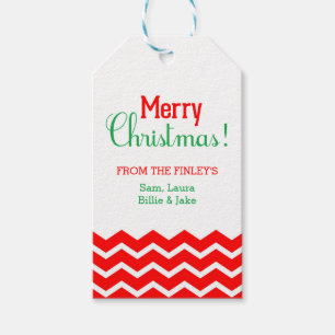 Red Chevron God jul Helgdag Gift Märkre Presentetikett