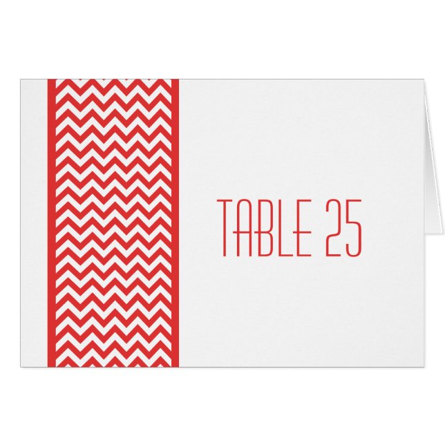Red Chevron Gräns Bordsnummer Card Hälsningskort (Framsidan Horizontal)