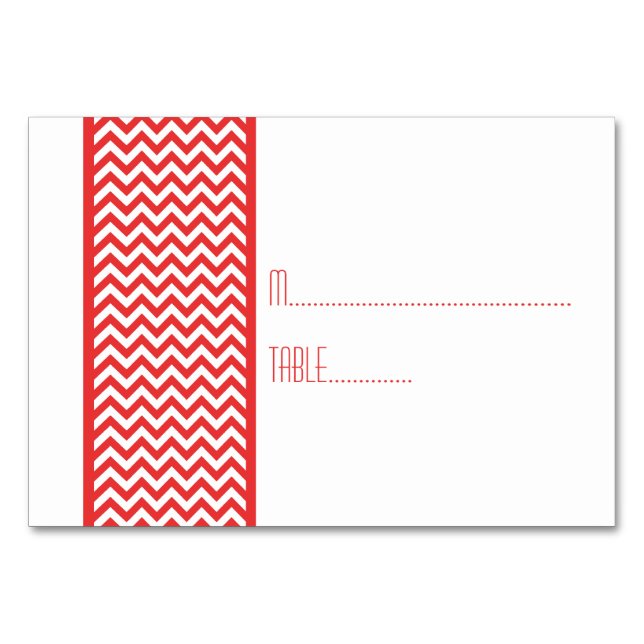 Red Chevron Gräns Escort Card Bordsnummer (Framsidan)