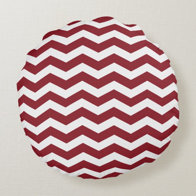 Red Chevron Mönster Round Pillows Rund Kudde (Baksidan)