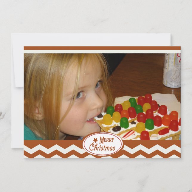 Red Chevron Rand Helgdag Photo Card Julkort (Framsida)