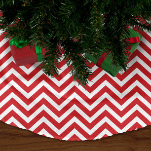 Red Chevron Rand Julgransmatta Borstad Polyester