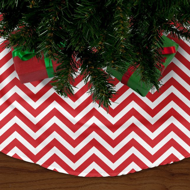 Red Chevron Rand Julgransmatta Borstad Polyester (Skapare uppladdad)