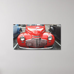 Red Chevy 1941 Coupe Triptych Kanvastryck