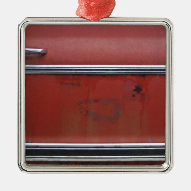 Red Chevy silver trim Julgransprydnad Metall (Framsidan)