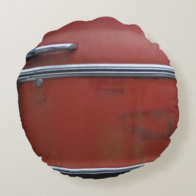 Red Chevy silver trim Rund Kudde (Baksidan)