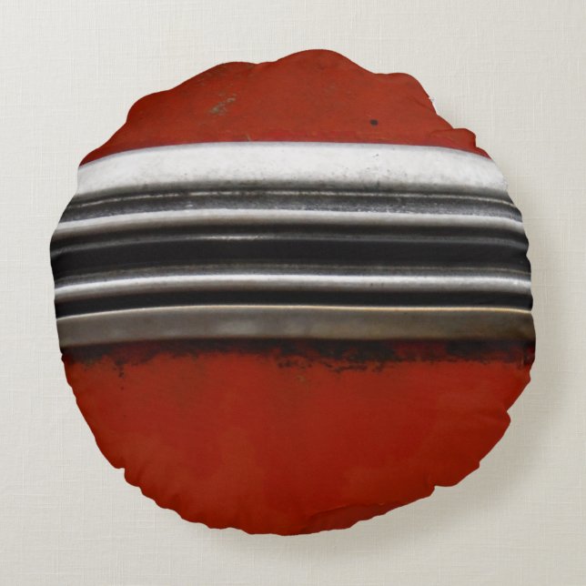 Red Chevy silver trim Rund Kudde (Baksidan)