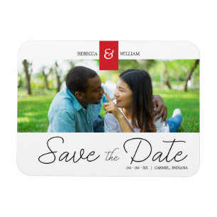 Red Chic Anpassningsbar Photo Instant Engaged Coup Magnet