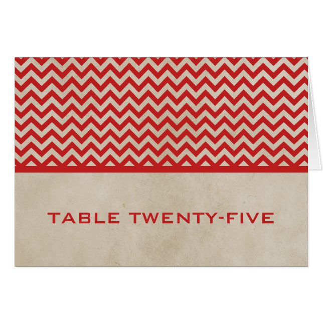Red Chic Chevron-Bordsnummer Card Hälsningskort (Framsidan Horizontal)