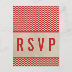 Red Chic Chevron OSA Postcard Inbjudan Vykort
