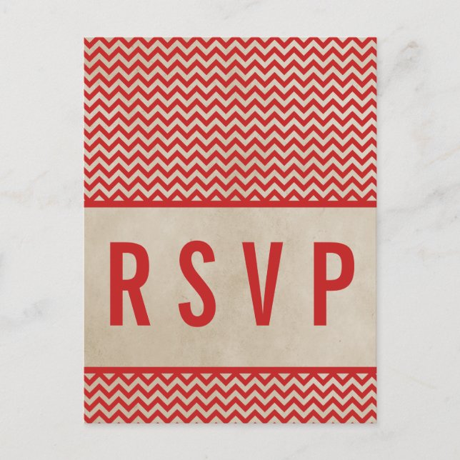 Red Chic Chevron OSA Postcard Inbjudan Vykort (Framsida)