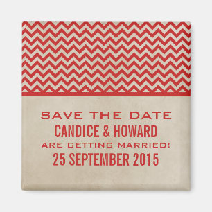 Red Chic Chevron Spara datum magneter
