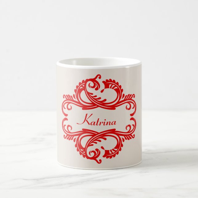 Red Chic Damask Mugg (Center)