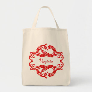 Red Chic Damask Tote Bag Tygkasse