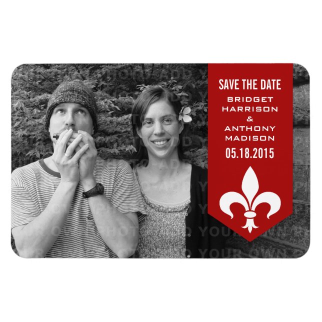 Red Chic Flourish Banner Spara datum magneter (Horisontell)