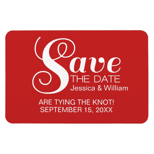 Red Chic Typography Spara datum magneter (Horisontell)
