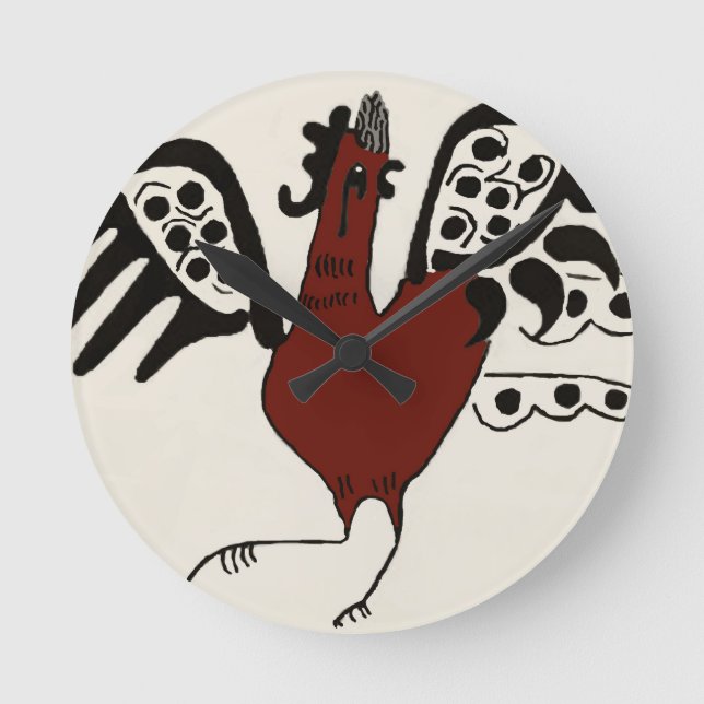Red Chicken Clock Rund Klocka (Framsida)