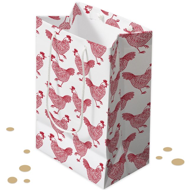 Red Chicken Hen (Chicken hen poultry red and white gift bag)