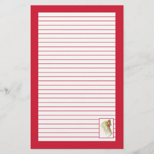 Red Chicken Hen Bird Teckning Lined Brevpapper