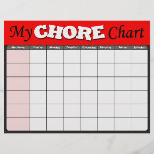 Red Children's Chore Charts Reklamblad