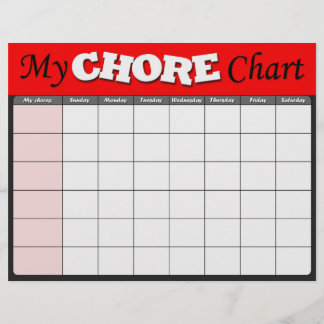 Red Children's Chore Charts Reklamblad