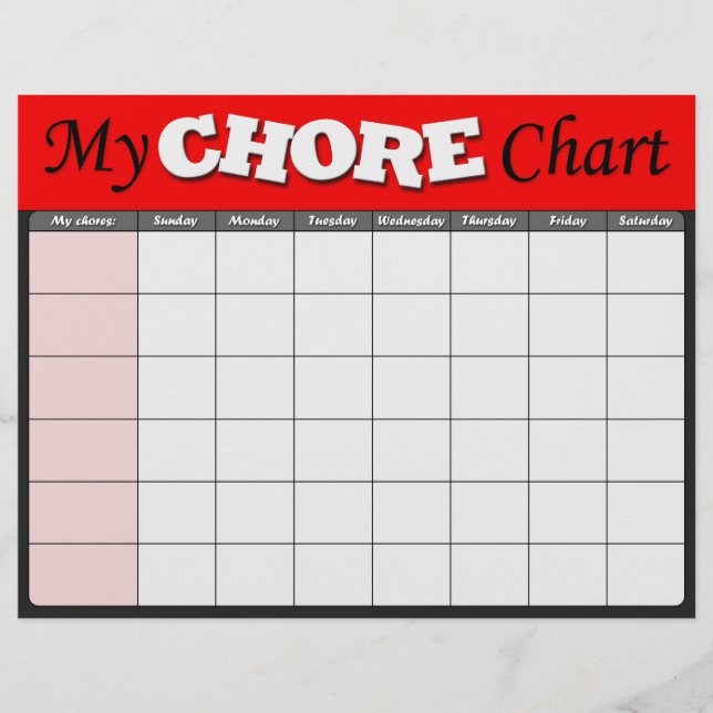 Red Children's Chore Charts Reklamblad (Framsidan)