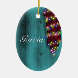 Red Chile ristra på blå dörr, jul ljus Julgransprydnad Keramik