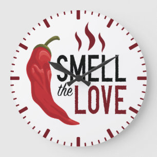 Red Chile Smell Kärlek Stor Klocka