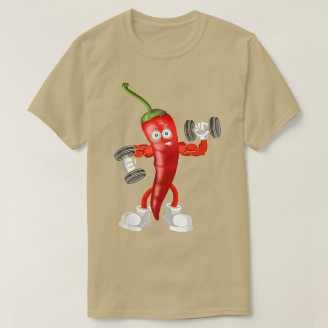 Red Chili, Bodybuilding Fitness Gym Gear Workout V T Shirt (Design framsida)