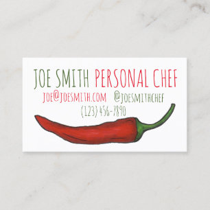 Red Chili Pepper Chef Restaurant Cook Food Visitkort