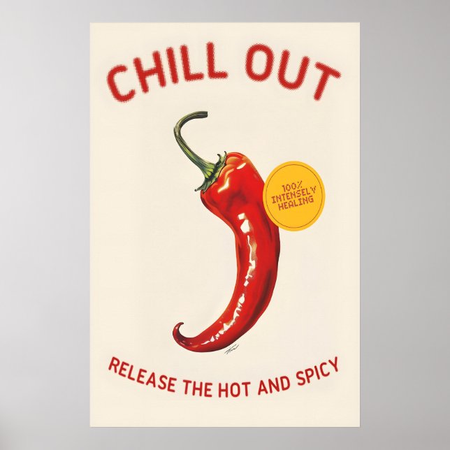 Red Chili Pepper 'Chill Out' Poster Spicy Kitchen (Framsidan)