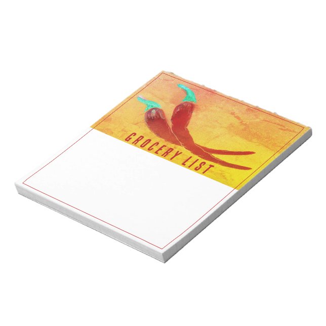 Red Chili Pepper Grocery List Notepad Anteckningsblock (Roterad)