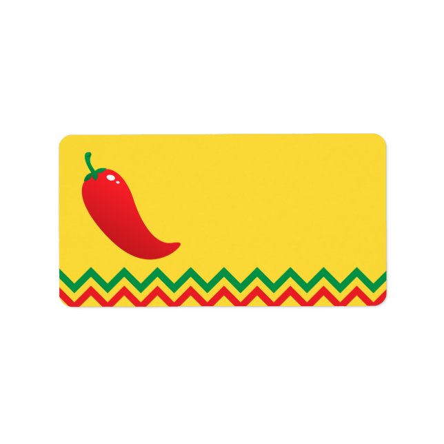 Red chili pepper jalapeno med mexican gräns adressetikett (Framsidan)