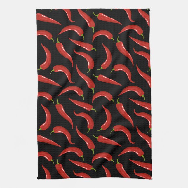 Red Chili Pepper Mönster Kitchen Towel Kökshandduk (Vertikal)