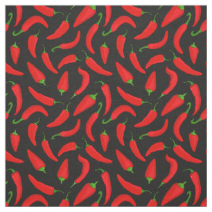 Red Chili Pepper Mönster på Grått Black Tyg