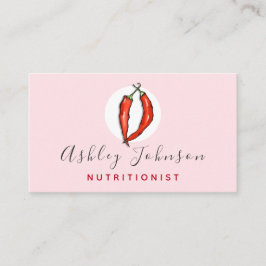 Red Chili Pepper Nutritionist Dietitian Ljus rosa Visitkort
