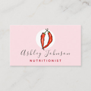 Red Chili Pepper Nutritionist Dietitian Ljus rosa Visitkort