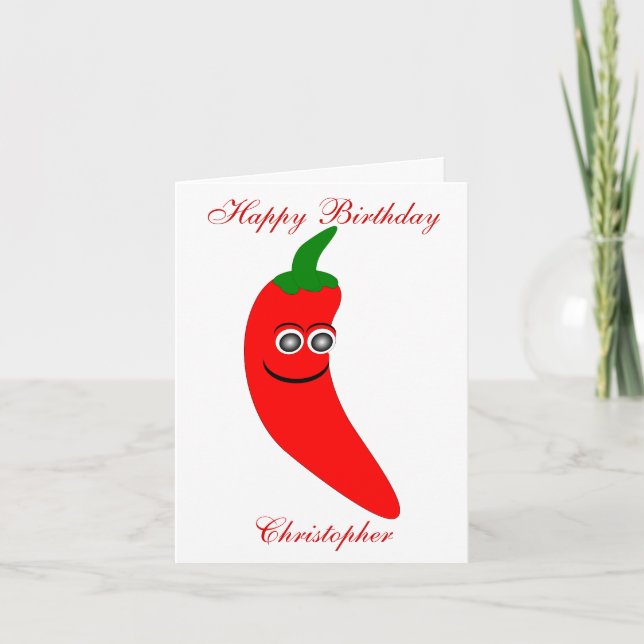 Red Chili Pepper Personlig Birthday Kort (Framsida)