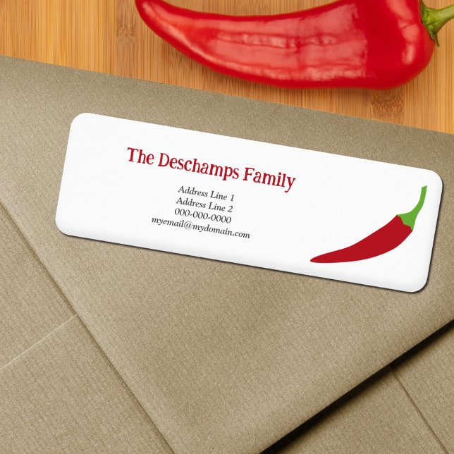 Red Chili Pepper Return-adressetikett Returadress Etikett (Red Chili Pepper Return Address Label)