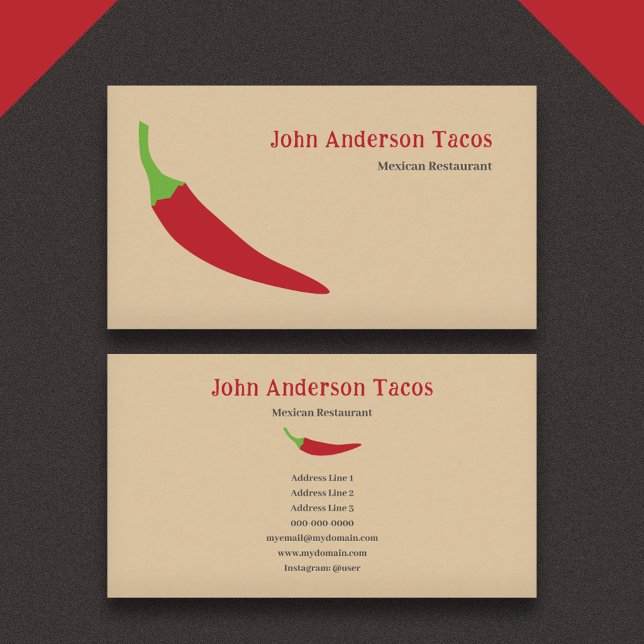 Red Chili Pepper Visitkort (Red Chili Pepper Business Card)