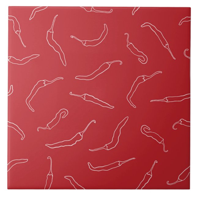 Red Chili Peppers Mönster Kakelplatta (Framsidan)
