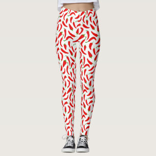 Red Chili Peppers on White Leggings