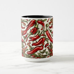 Red Chili Peppers Vintage Mönster Mugg