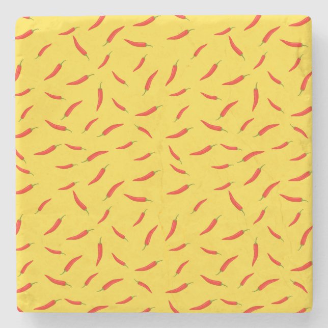 Red Chilies Mönster Stenunderlägg (Framsidan)