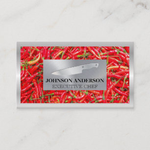Red Chilis Background Metall Knivar och Inslag Lojalitetskort
