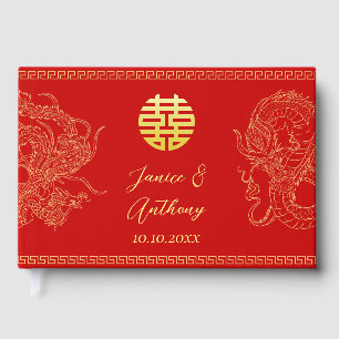 Red Chinese bröllop drake Foenix-mottagning Gästböcker