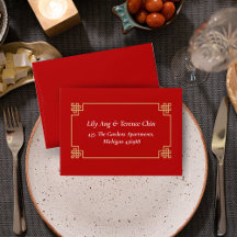 RED CHINESE CHINOISERIE BRÖLLOP ENVELOPE