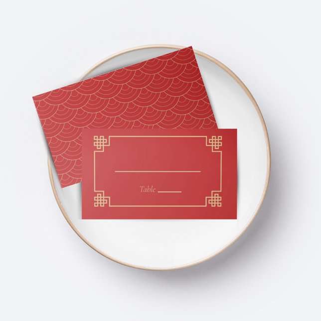 RED CHINESE CHINOISERIE BRÖLLOP PLACE CARD PLACERINGSKORT (Skapare uppladdad)